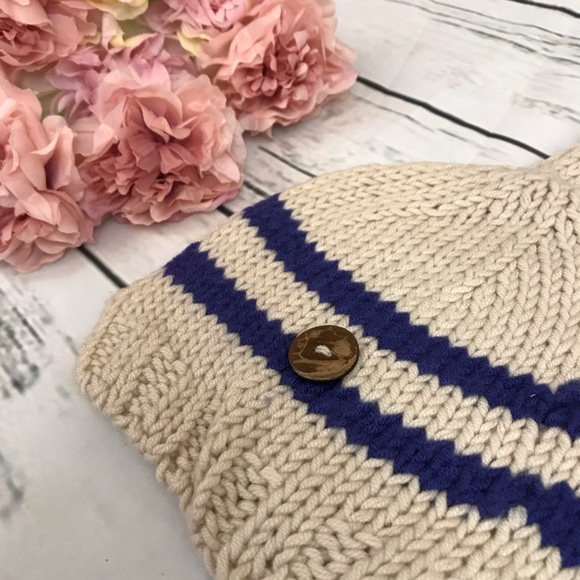 Newborn Baby Hand Knit Blue & Khaki Outfit Photography Prop - Picture 8 of 11